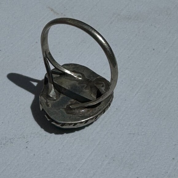 Native American Turquoise Sterling Silver Vintage Ring Size 12 1/4 - Picture 4 of 6